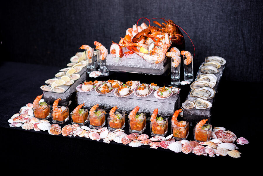 Sushi and sashimi display