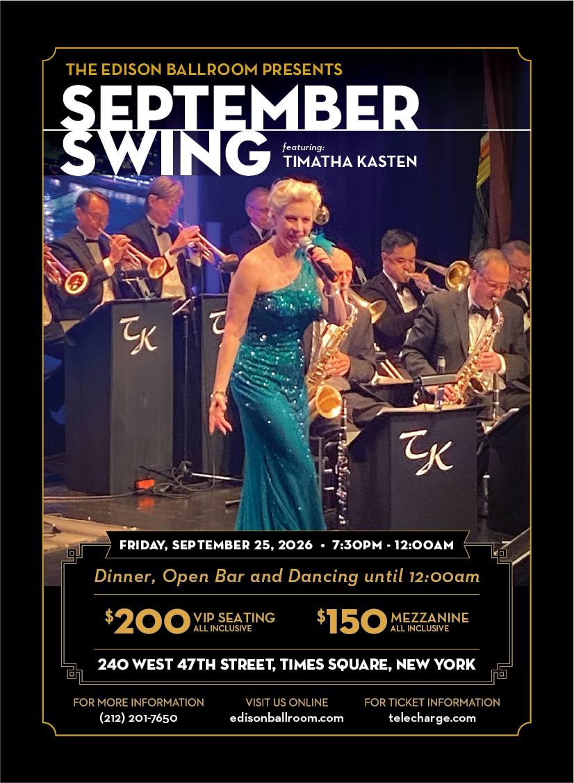 September Swing at the Edison Ballroom &mdash; Friday, September 25, featuring Timatha Kasten and the TKO Orchestra